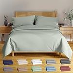 BAMPURE 100% Organic Bamboo Sheets Queen Set - 4PC Breathable Cooling Sheets Queen - Deep Pocket Queen Bed Sheets - Draps Queen - Hotel Luxury Bedding Sets Fitted Sheet & Pillowcases (Seaglass)