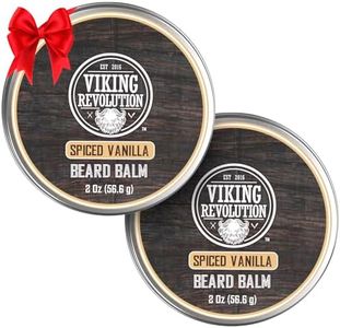 Viking Revolution Spiced Vanilla Beard Balm - Beard Butter with Argan Oil, Beard Softener for Men with Jojoba Oil - Beard Moisturizer for Men with Beeswax - Beard Wax for Men (2oz, 2 Pack)