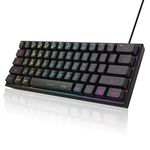 MageGee Mini 60% Gaming Keyboard, RGB Backlit 61 Key Ultra-Compact Keyboard,TS91 Ergonomic Waterproof Mechanical Feeling Office Computer Keyboard for PC, MAC, PS4, Xbox ONE Gamer(Black)