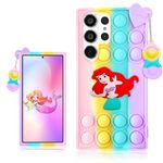 Koecya for S22 Ultra Case Bubble Fidget girl fish Cute Cartoon Silicone Phone Cases for Girls Girly Boys Kids Teens Design Funny Fun Kawaii Fashion Unique Soft for Samsung Galaxy S22 Ultra 5G 6.8"