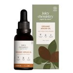 Juicy Chemistry 100% Pure & Certified Organic Argan Oil, 30ml | 100% Pure, Cold Pressed & Therapeutic Grade | Deeply Moisturises Skin | Strengthens Hair | Controls Frizz & Adds Shine | Repairs Skin Barrier & Brittle Nails | Dermatologically Tested