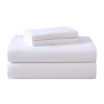 Laura Ashley Home - Queen Sheets, Cotton Flannel Bedding Set, Brushed for Extra Softness & Comfort (White, Queen)