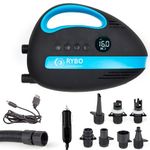 RYBO Avon 20PSI High Pressure SUP Air Pump - Intelligent Dual Stage Inflation & Auto-Off & Deflation, Rechargeable Battery-powered,12V DC Car Connector, for Inflatable Stand Up Paddle Boards, Kayaks.