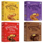 Foodstrong Oats & Millets Pancake Mix (Vanilla, Chocolate, Blueberry & Choco Chip), High Protein & Fibre, No Maida, No Refined Sugar - With Jaggery, Eggless Instant Breakfast Mix 250g x Pack of 4