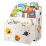 SONGMICS Toy Organiser, Children’s Bookshelf with 3 Shelves, Removable Storage Box, White UGKR41WT