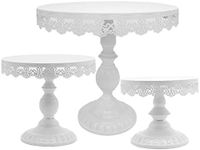 8 Inch / 10 Inch / 12 Inch/Three Layers Lace Cake Plate Iron Cake Stand Round Pedestal Dessert Holder Cupcake Display Rack Birthday Wedding Party Decoration White Color (8inch +10inch +12inch)