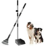 Bamda Pooper Scooper, Dog Poop Scooper with Adjustable Long Handle, Durable Metal Rake & Tray for Large Medium Small Dogs, Poop Scoop for Collect Pet Feces, Fallen Leaves, Stones and Soil- 2Pack