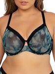 Curvy Couture Women's Sheer Mesh Full Coverage Unlined Underwire, Sexy Supportive Plus Size, Floral Wash, 16H