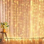 MIRADH 180 LED 9.8 Feet Window Curtain String Light Led Light for Home Decoration Diwali Light Diwali Lights for Decoration for Home (Warm-White Led Curtain 3M x 3M)