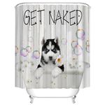 Dog Fabric Shower Curtain for Bathroom - Wood Back Husky Pattern Bathroom Decoration Cloth Shower Curtain Set with 12x Hooks, Thicken Wovened Fabric,71x71 Inches