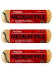 Prodec 9" x 1.75" Inch Medium Pile Roller Sleeves Refill Heads Covers for Walls, Ceilings, Smooth & semi-Smooth Surfaces Trade and DIY Emulsion & Gloss Paint - (3 Pack)