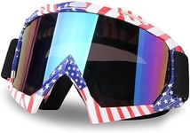 Motocross Motorcycle Goggles For Men Women Dirt Bike Goggles Over glasses ATV Goggles Mx Goggles Powersports Goggles Riding Racing Goggles For Youth Adult UV400 Anti-Scratch Dustproof Color Lens（Flag）