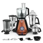 Preethi Zodiac Stardust Mixer Grinder for Kitchen, 5 Jars 750 Watt Mixie (3 Stainless steel Jars +1 Juicer Jar+1 Master Chef Plus Food processor Jar), Black/Copper (MG-265)