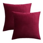 MIULEE Decorative Velvet Cushion Covers 45cm x 45cm Square Throw Pillowcases for Sofa Bedroom with Invisible Zipper 18x18 Inch Wine Red Sets of Two