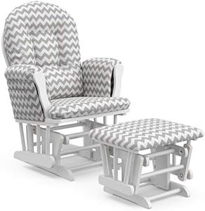 Stork Craft Custom Hoop Glider and Ottoman, White/Gray Chevron