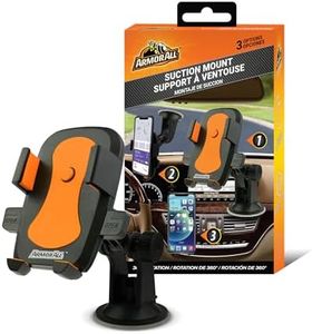 Armor All Phone Mount for Cars, 3-in-1 Phone Holder, Suction Dashboard, Windshield, & Vent Mount, 360° Rotation, Fits iPhone Max, Android, and All Smartphones, 3.5” inch Grip, Quick Release Button