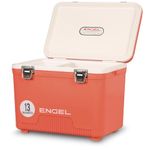 ENGEL 13 Quart Compact Durable Ultimate Leak Proof Outdoor Dry Box Cooler in Coral with Stain and Odor-Resistant Surface for 18 Cans or 12 lbs of Ice