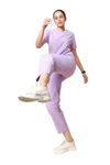 KNYA Classic Women's 5-Pocket New Gen Scrubsuit | V Neck | Flexibile & Comfortable Top & Bottom | Easily Accessible Pockets | Uniform for Doctors |Pastel Lilac (M, Pastel Lilac)