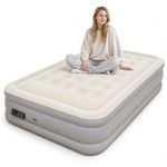 TripHug Twin Air Mattress with Built-in Pump, 2 Min Fast Inflation, 16" Raised Height, Supports up to 650 lbs, for Camping, Home Use, Guests, Portable Travel–Single Air Mattress