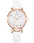 CIVO Womens Watch, Waterproof Womens Wrist Watches Analog Quartz Watch Leather Strap Simple Business Casual Elegant Dress Ladies Watches for Women White