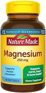 Nature Made Magnesium 250 mg, Magnesium Supplement for Muscle, Heart, Bone and Nerve Support, 90 Softgels, 90 Day Supply