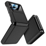 Doeshine for Samsung Galaxy Z Flip 4 Case with Back Screen Protector & Hinge Protection, Slim Fit Stylish Texture Non-Slip Hard Shockproof Protective Cover for Samsung Galaxy Z Flip 4 (Black)