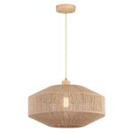 Coastal Large Woven Pendant Light Fixture 17.8 inch One-Light Adjustable Natural Boho Hemp Rope Cage Pendant Lighting for Kitchen Island Dining Room Living Room Farmhouse