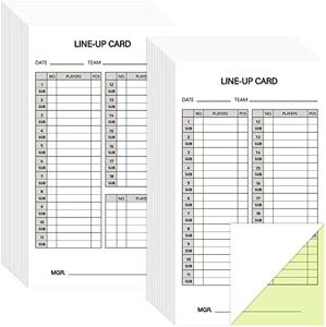 50/100/200 Baseball Softball Lineup Cards 4.52 x 7.86 Inch Lineup Sheet Games with Player Roster Baseball Scorebook Coaching Accessories for Coaches Umpires, 4 Part Carbonless Copies(100 Sets)