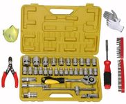 Digital Craft Car Repair Tool Kit – 32Pc Socket Set, 22Pc Socket & Bit Set, Torque & Spanner Wrench Combo, Wire Stripper – Multi-Purpose Auto Mechanic Tool Set for Home & Garage Use
