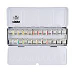 Schmincke - AKADEMIE®AQUARELL Watercolor Box, full assortment 24 x 1/2 pans, 75 424 097, metal box, highly lightfast colors, fine artists' watercolors