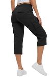 BGOWATU Women's Capris Lightweight Cargo Hiking Pants Quick Dry Outdoor Casual Loose Shorts with 6 Pockets Black XL