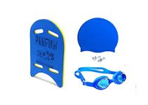 PANFIKH Swimming Kickboard Combo Kit for Adults - Goggles, Cap, Ear Plugs, Floating Board Set