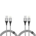 Dyazo 6 ft Apple Mfi Certified Charging & Sync Nylon Braided Cable with Flexi Head Technology Compatible with iPhone XS/Max/XR/X/8/8 Plus/7/7 Plus/6/6 Plus/6S/6S ( Pack of 2 apple cable or pack of 2 iphone cables )