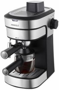 PRINGLE /Cappuccino 4Cup Coffee Maker 850W- (3in1- Espresso,Cappuccino & Latte) |Frothing Function,5Bar Pressure| Multipurpose Control Knob, Removable Drip Tray & Borosilicate Glass Carafe (DUKE)