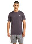 TECHNOSPORT Mens Slim Fit Self-Design T-Shirt for Gym, Workout, Sports and Regular Use - (MTOR40GVM_Grape Vine_XL)