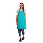 BIGHAS Adjustable Bib Apron with Pocket Extra Long Ties for Women Men, 18 Colors, Chef, Kitchen, Home, Restaurant, Cafe, Cooking, Baking (Scuba Blue)