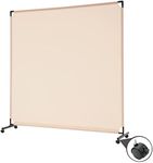 Spurgehom 6FT Single Panel Rolling Room Divider, Partition Privacy Screens with Wheels, Freestanding Fabric Room Panel, Portable Wall Divider for Office, Room, Restaurant, Hospital (Beige)