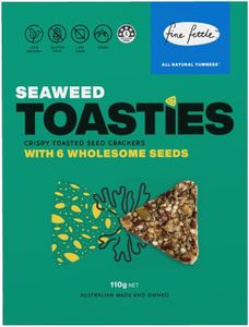 Fine Fettle Seaweed Toasties 110g x 3 - All Natural - No preservatives, Gluten Free, Dairy Free, Nut Free, Low Carb, Vegan, Keto Friendly and Healthy Toasties - Made with 6 Wholesome Seeds - Crispy Toasted Seed Crackers