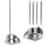 SUTINE Dust Pans with Long Handle, 43.3" Stainless Steel Upright Dustpan Heavy Duty, Adjustable Stand Up Dust Pan for Indoor Outdoor Lobby, Garage, Home and Yard (Dust Pan Only)