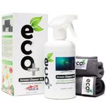 Ecomoist Screen Cleaner 500ml with two Microfibre Towels 40x40cm and 20x20cm Ecofriendly Cleaning Best for LCD LED HDTV Computer Monitors TV iPad iPhone Tablet Smartphone Laptops (500ml)