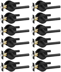 Goldenwarm Matte Black Door Handles, Zinc-Alloy Heavy Duty Interior Door Handles, Passage Door Handle, Door Lever Hardware for Hallways and Closets (12 Pack)
