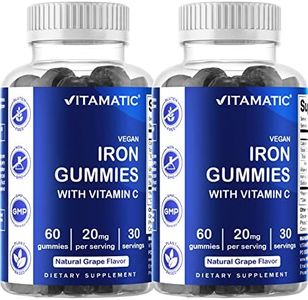 2 Pack Vitamatic Iron Gummies Supplement for Women & Men - 20mg Serving - 60 Vegan Gummies - Great Tasting Iron Gummy Vitamins with Vitamin C (Total 120 Gummies)