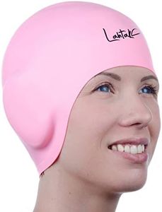 Swim Caps Ear Protection 3D - Swimming Cap for Women Men - Silicone Swim Cap Waterproof - Fits Long Hair & Short - Adult Swim Cap - Youth Swim Cap - Swim Hats (Rose Quartz)