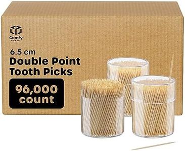 Comfy Package [Case of 96,000 Bamboo Toothpicks Wood, Round Double-Pointed Tooth Picks Wooden - Toothpicks for Appetizers, Fruits and Teeth Cleaning