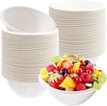 SANWALSA [250 ml, 50 Count, Round, White Compostable Bagasse Bowls | Disposable Eco-Friendly Sugarcane Paper Bowl for Party, Wedding, Events | Ideal for Soups, Snacks, Ice-Cream & Desserts