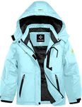 GEMYSE Girl's Waterproof Ski Snow Jacket Fleece Windproof Winter Jacket with Hood (Light Sky Blue,14/16)