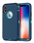 I-HONVA for iPhone Xs Case, iPhone X Case Shockproof Dust/Drop Proof 3-Layer Full Body Protection [Without Screen Protector] Rugged Heavy Duty Durable Cover Case for Apple iPhone Xs/X 5.8, Turquoise