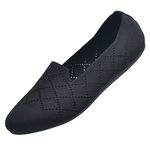 Puxowe Women's Ballet Flats Shoes Slip On Knit Dress Shoes Pumps Round Toe Ballerinas for Woman Comfort Soft 3.5 UK Black