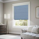 BERISSA Blackout Roman Shades for Windows Cordless,Pull Down Linen Fabric Roman Blinds,Privacy Window Shades for Door Windows,Bedroom,Office,Easy to Install,Blue,Custom Size