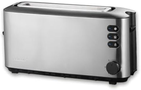 SEVERIN Automatic Long Slot Toaster, Automatic Toaster with Bun Attachment, Stainless Steel Toaster for Toasting, Defrosting and Heating, 1,000 W, Brushed Stainless Steel/Black, AT 2515